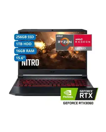 Tiendas EFE Laptop acer an515-45-r4r6 15.6' amd ryzen 7 16gb 256 gb ssd + 1tb oferta