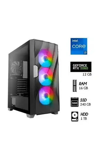 Tiendas EFE Computadora pc gamer intel core i7-11th ram 16gb disco 1tb ssd 240gb video rtx 2060 12gb case led oferta
