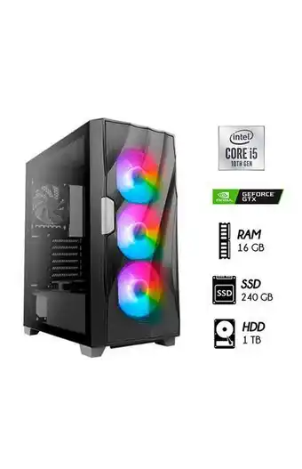 Tiendas EFE Computadora pc gamer intel core i5-10th ram 16gb disco 1tb ssd 240gb video gtx 1050 4gb case led oferta