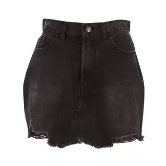 Tottus Falda jean desgaste mujer l negro oferta