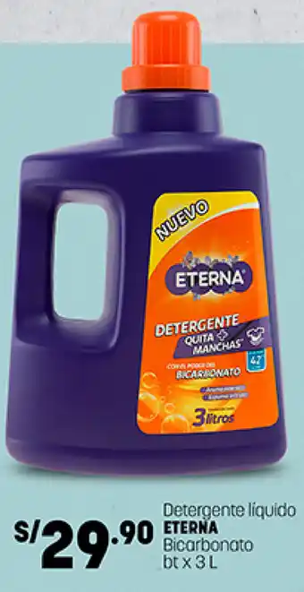 Plaza Vea Detergente Líquido Eterna Bicarbonato bt x 3L oferta