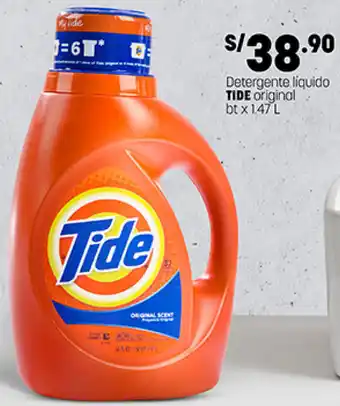 Plaza Vea Detergente Líquido Tide Original bt x 1,47L oferta