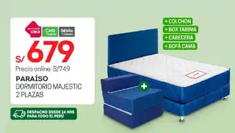 Tottus Paraíso Dormitorio Majestic 2 Plazas oferta