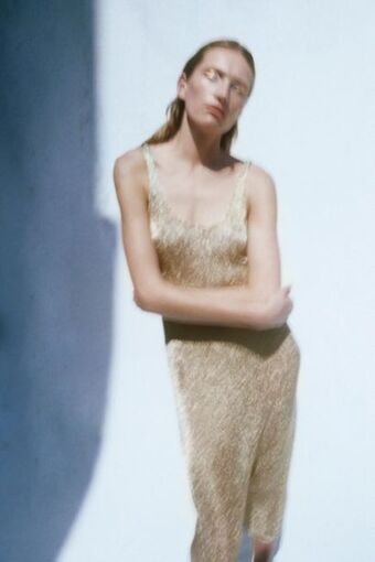 ZARA Vestido punto hilo metalizado oferta