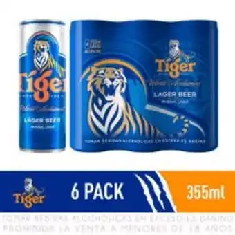 Metro Sixpack cerveza importada tiger lata 355ml oferta