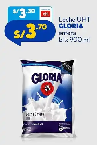 Leche UHT Gloria entera bl x 900ml