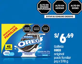Plaza Vea Galleta Oreo Original Pack Familar 378g oferta