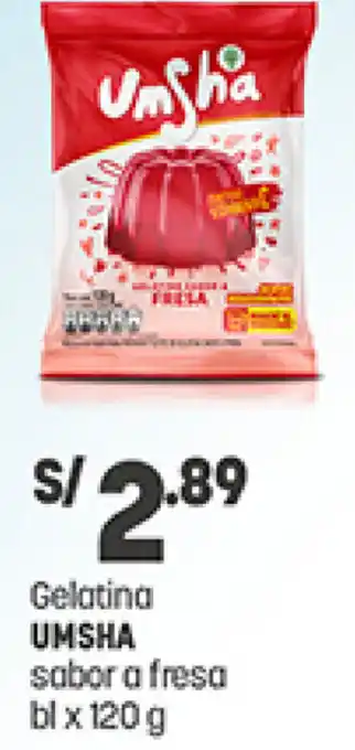 Plaza Vea Gelatina Umsha Sabor a Fresa 120g oferta