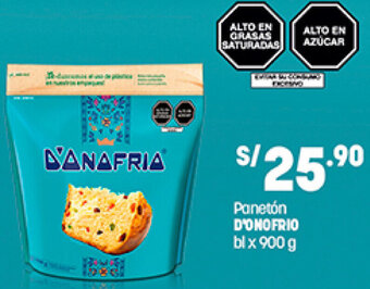 Plaza Vea Panetón D' Onofrio 900g oferta