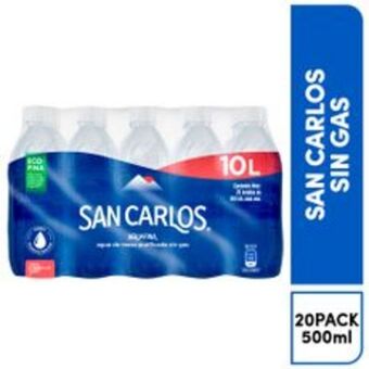 Metro Agua sin gas san carlos pack 20 unidades de 500ml c/u oferta