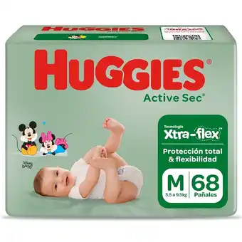 Tottus Pañales active sec xtra-flex huggies m 68 unidades oferta