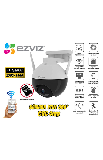 Tiendas EFE Cámara seguridad wifi exterior c8c 4mp noche color + micro 256gb oferta