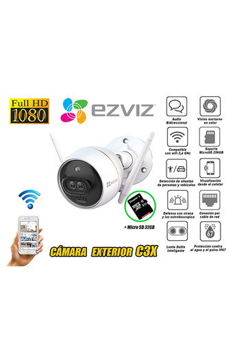 Tiendas EFE Cámara seguridad ezviz wifi tubo exterior c3x full hd + micro sd 32gb oferta