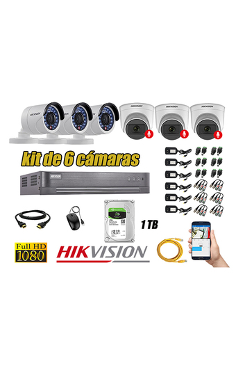 Tiendas EFE Kit 6 cámaras seguridad full hd hikvision 03 camara audio incorporado oferta