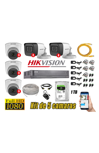 Tiendas EFE Kit 5 cámaras seguridad audio incorporado full hd 1080p hikvision oferta