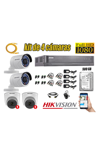 Tiendas EFE Kit 4 cámaras seguridad full hd hikvision 02 camara audio incorporado oferta