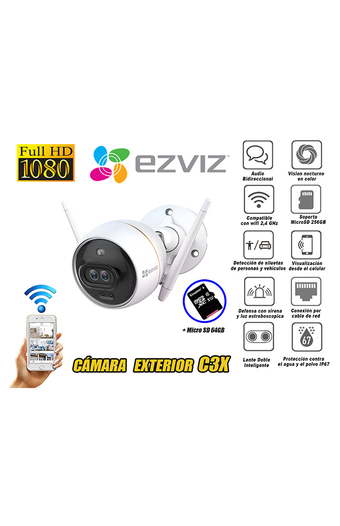 Tiendas EFE Cámara seguridad ezviz wifi tubo exterior c3x full hd + micro sd 64gb oferta