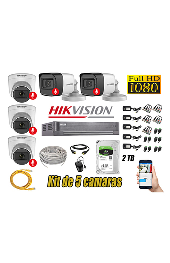 Tiendas EFE Kit 5 cámaras seguridad audio incorporado full hd 1080p hikvision oferta
