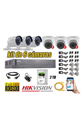 Tiendas EFE Kit 6 cámaras seguridad full hd hikvision 03 camara audio incorporado oferta