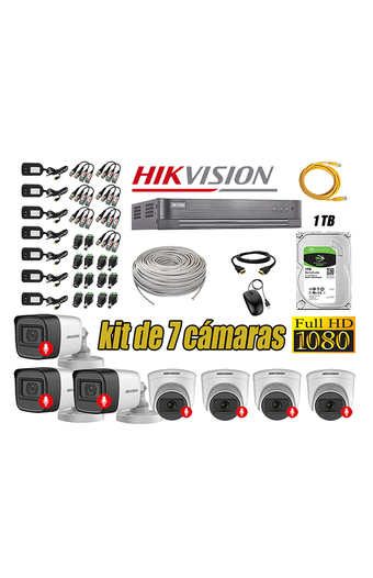 Tiendas EFE Kit 7 cámaras seguridad audio incorporado full hd 1080p hikvision oferta