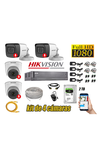 Tiendas EFE Kit 4 cámaras seguridad audio incorporado full hd 1080p hikvision oferta