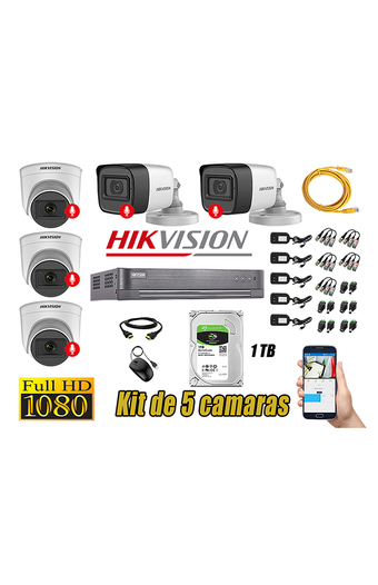 Tiendas EFE Kit 5 cámaras seguridad audio incorporado full hd 1080p hikvision oferta
