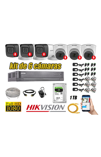 Tiendas EFE Kit 6 cámaras seguridad audio incorporado full hd 1080p hikvision oferta