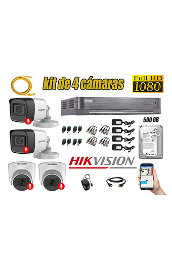 Tiendas EFE Kit 4 cámaras seguridad audio incorporado full hd 1080p hikvision oferta
