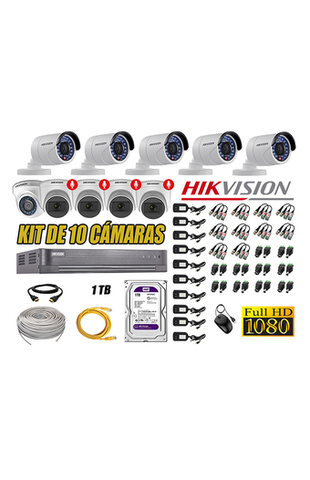 Tiendas EFE Kit 10 cámaras seguridad full hd hikvision 04 camara audio incorporado oferta