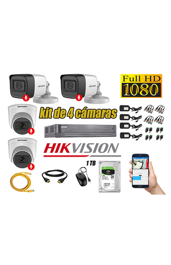 Tiendas EFE Kit 4 cámaras seguridad audio incorporado full hd 1080p hikvision oferta