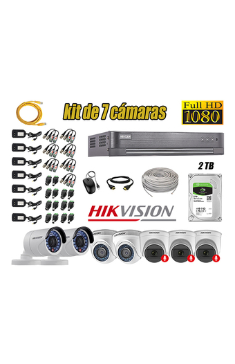 Tiendas EFE Kit 7 cámaras seguridad full hd hikvision 03 camara audio incorporado oferta
