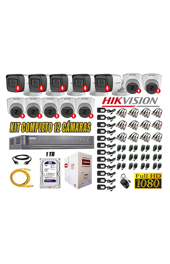 Tiendas EFE Kit 12 cámaras seguridad audio incorporado full hd 1080p hikvision oferta