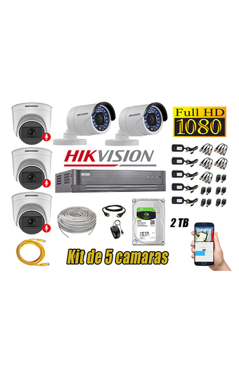 Tiendas EFE Kit 5 cámaras seguridad full hd hikvision 03 camara audio incorporado oferta