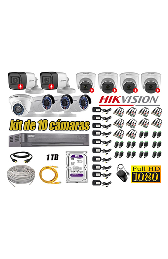 Tiendas EFE Kit 10 cámaras seguridad full hd hikvision 6 camara audio incorporado oferta