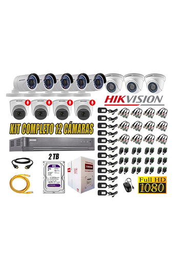 Tiendas EFE Kit 12 cámaras seguridad full hd hikvision 04 camara audio incorporado oferta