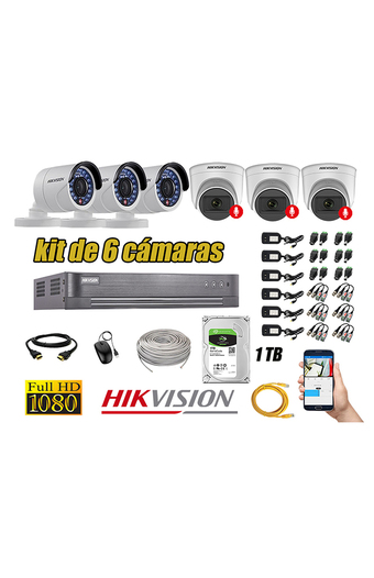 Tiendas EFE Kit 6 cámaras seguridad full hd hikvision 03 camara audio incorporado oferta
