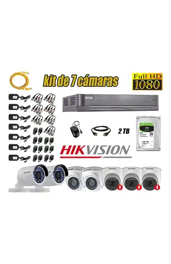 Tiendas EFE Kit 7 cámaras seguridad full hd hikvision 03 camara audio incorporado oferta