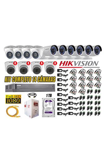 Tiendas EFE Kit 14 cámaras seguridad full hd hikvision 04 camara audio incorporado oferta
