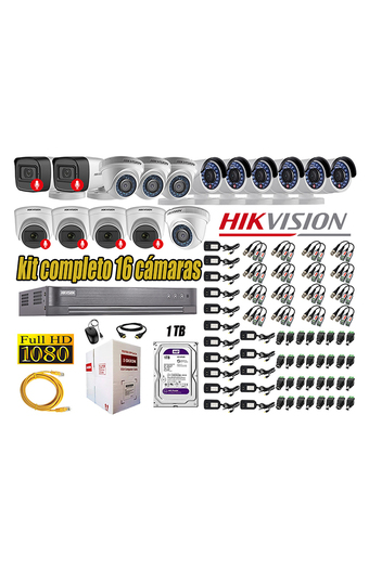 Tiendas EFE Kit 16 cámaras seguridad full hd hikvision 6 camara audio incorporado oferta
