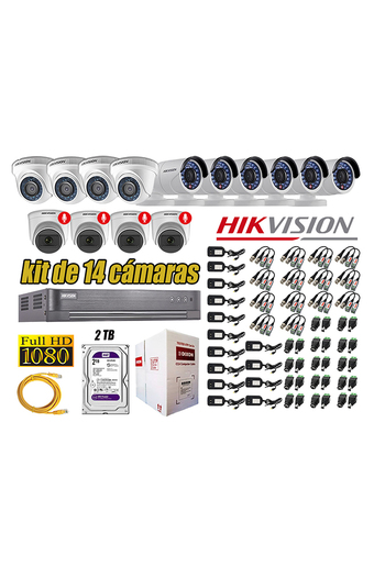 Tiendas EFE Kit 14 cámaras seguridad full hd hikvision 04 camara audio incorporado oferta