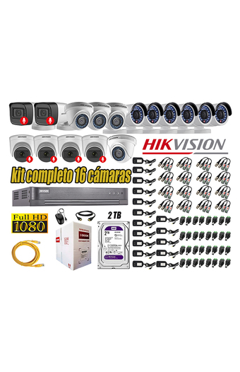 Tiendas EFE Kit 16 cámaras seguridad full hd hikvision 6 camara audio incorporado oferta