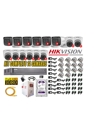 Tiendas EFE Kit 14 cámaras seguridad audio incorporado full hd 1080p hikvision oferta