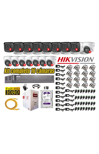 Tiendas EFE Kit 16 cámaras seguridad audio incorporado full hd 1080p hikvision oferta