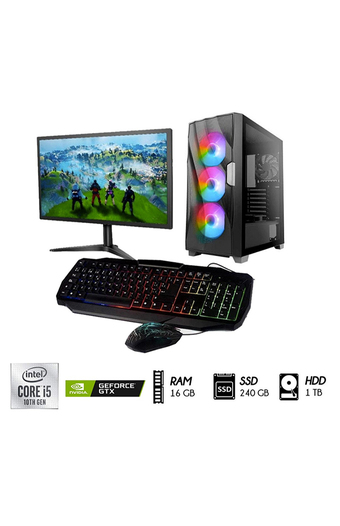 Tiendas EFE Computadora pc gamer intel core i5-10th ram 16gb disco 1tb ssd 240gb video gtx 1050 4gb monitor 24" oferta