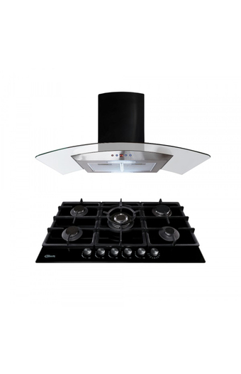 Tiendas EFE Combo klimatic: cocina empotrable 5 hornillas klimatic modelo trevi 90 + campana decorativa dina black oferta