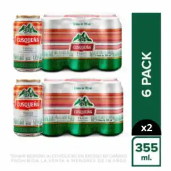 Freshmart Pack x2 cerveza cusqueña trigo 6pack - lata 355 ml - unidad oferta