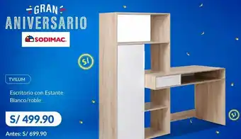 Sodimac Escritorio con Estante Blanco/roble oferta