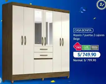 Sodimac Ropero 7 Puertas 2 Cajones Beige oferta