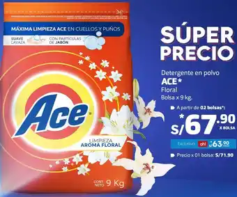 Makro Detergente en Polvo Ace Florl Bolsa 9kg oferta
