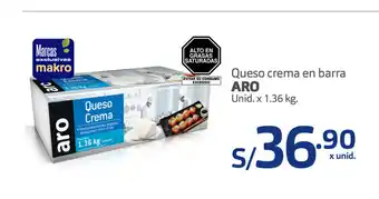 Plaza Vea Queso crema en barra ARO Unid x 1.36 kg oferta